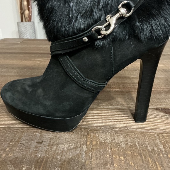 Vintage Coach Athena Ankle Boots Rabbit Black Suede Leather Silver Hardware. - Picture 6 of 11